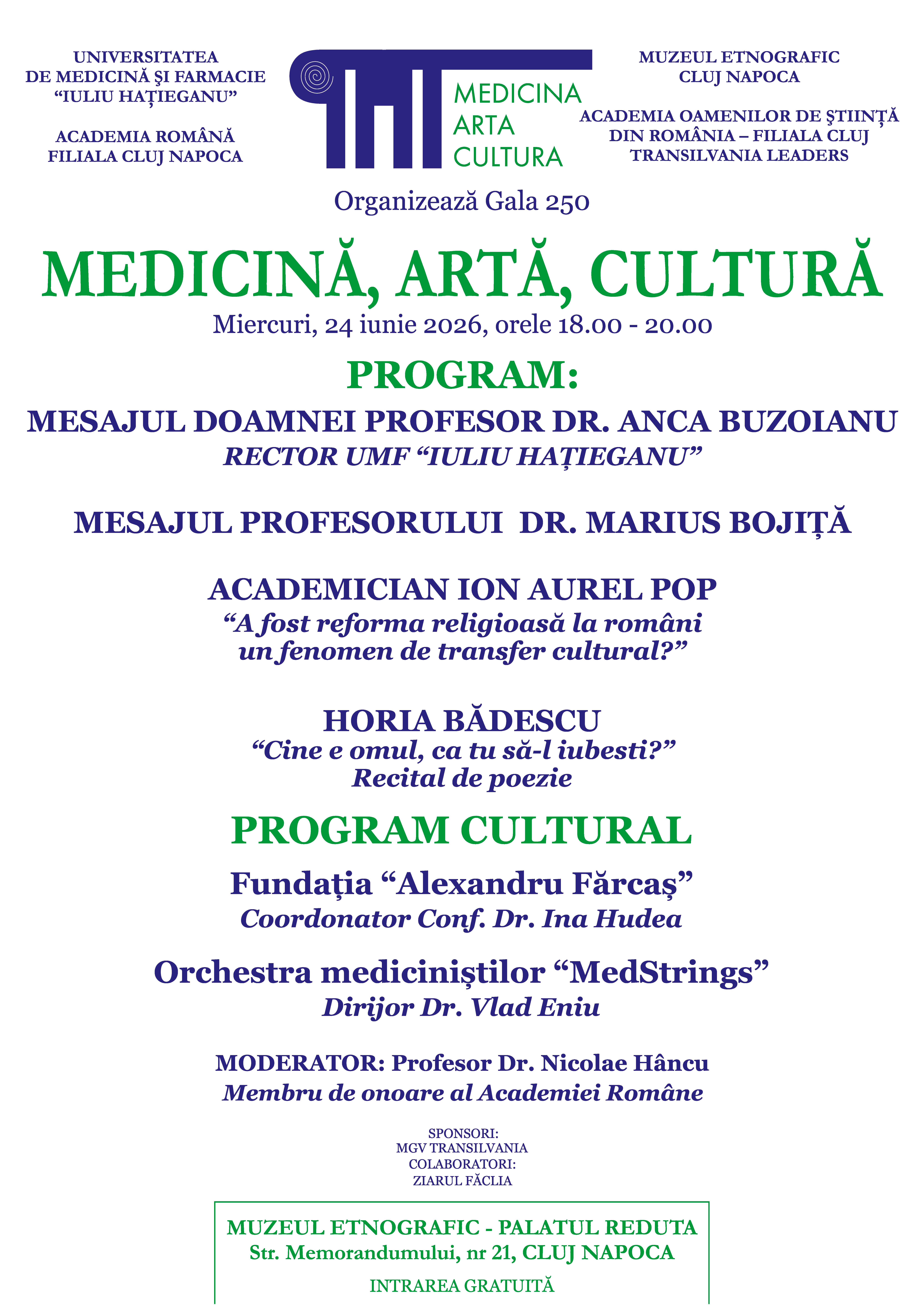 Galele „Medicină, Artă, Cultură”. Ediția 250 – aniversară